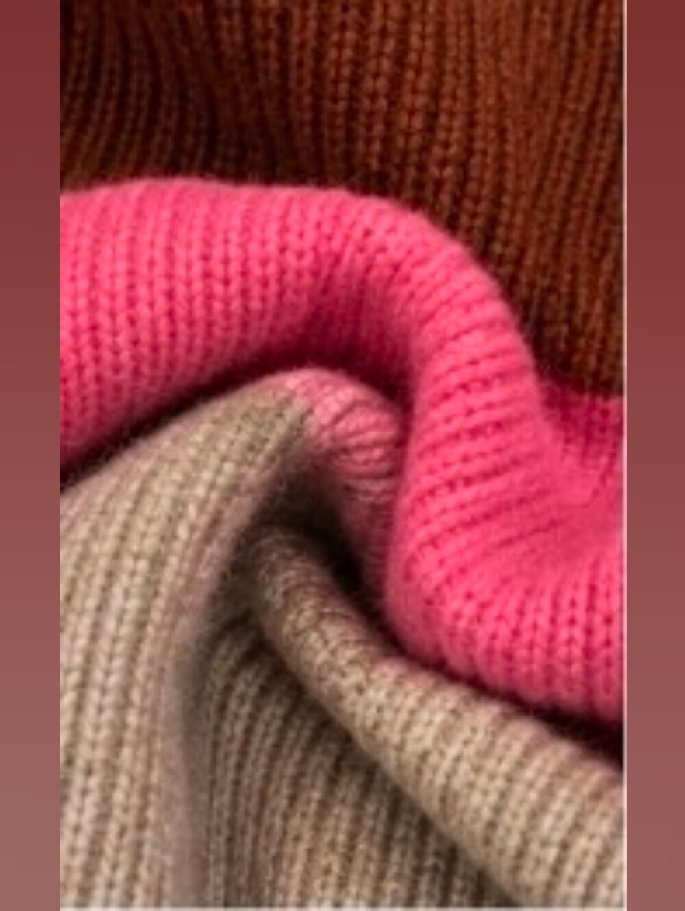 Free People Oversized Colorblock Turtleneck Sweater Pink Brown Size Small - Picture 6 of 11